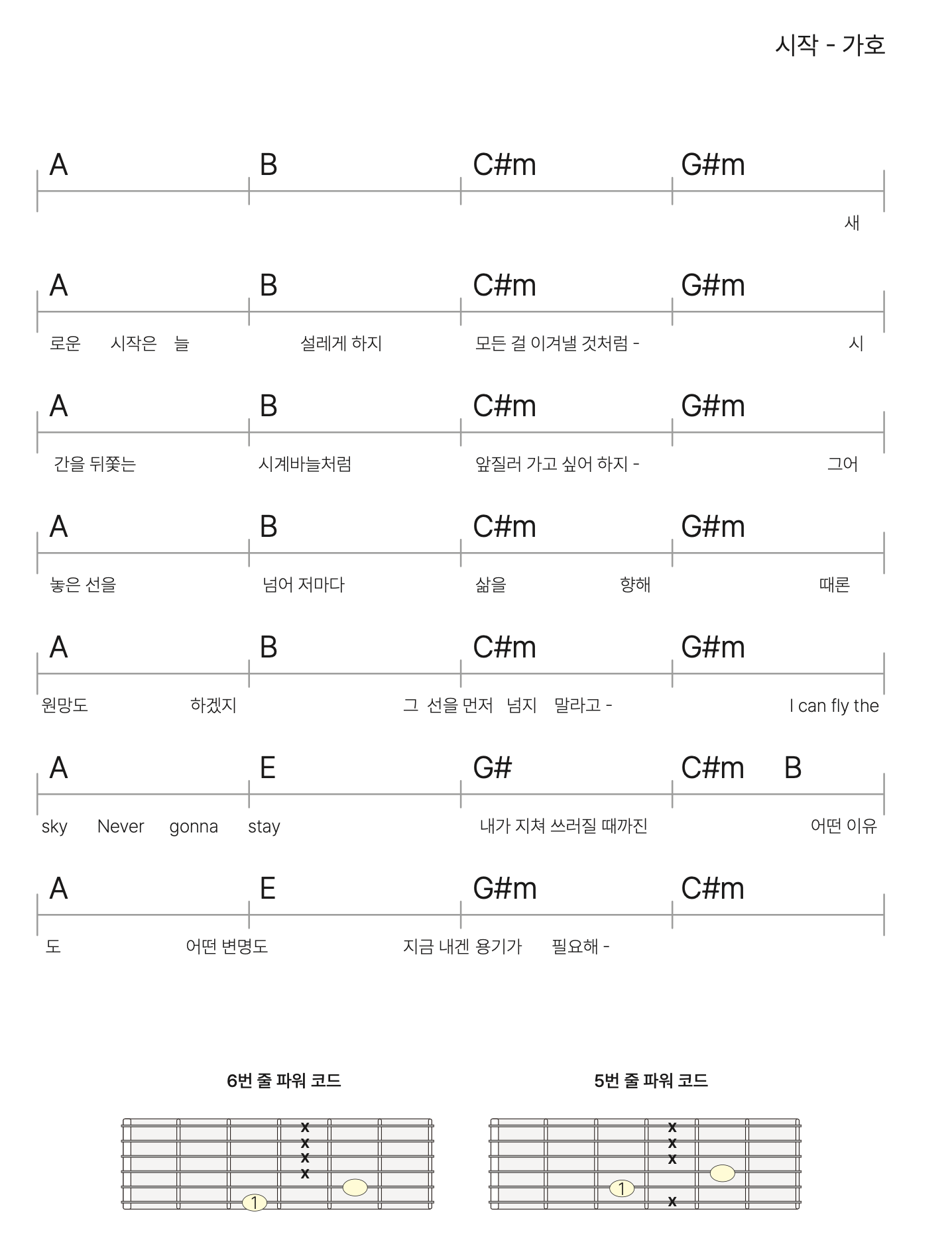 가호 시작 악보