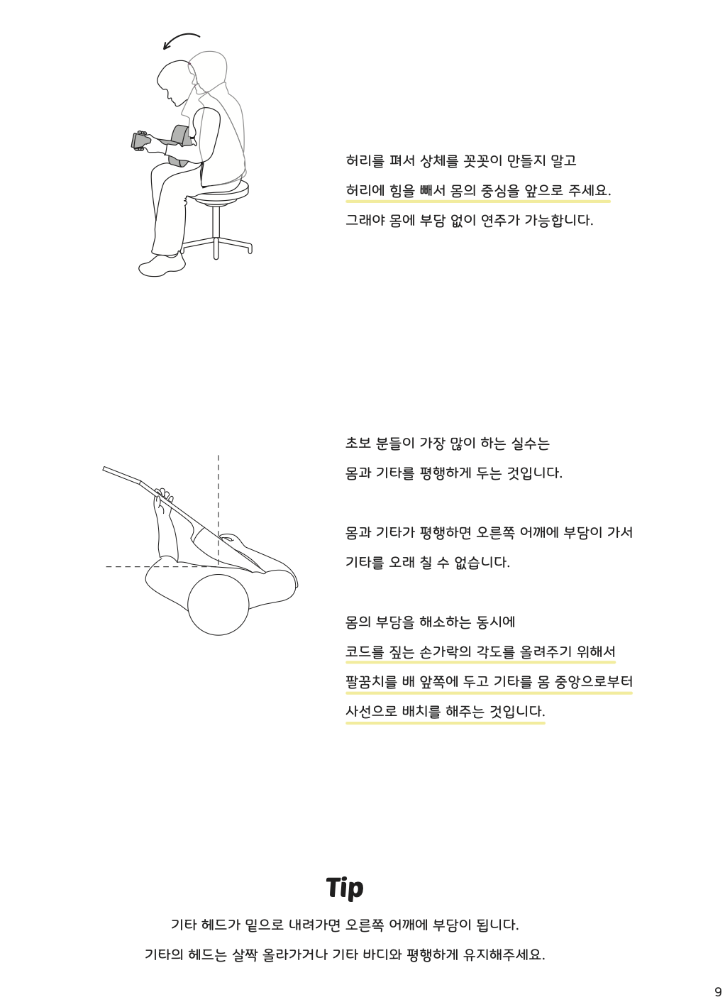 그림 기타 헤드 바디