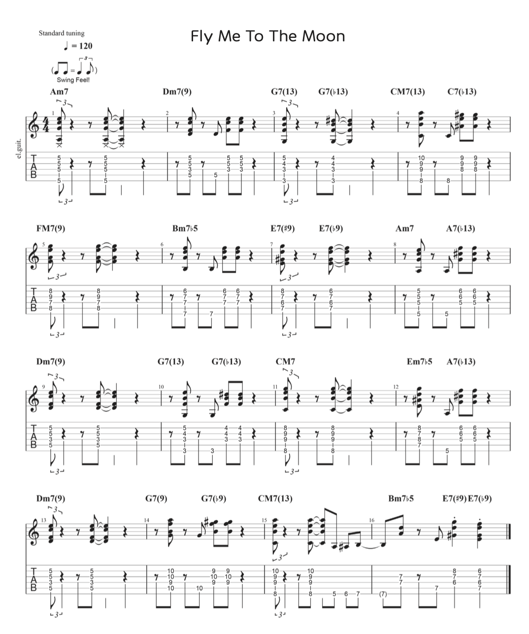재즈 명곡 Fly me to the moon 기타 악보